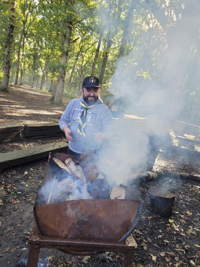 3rd Gosport scout leader cooking at camp